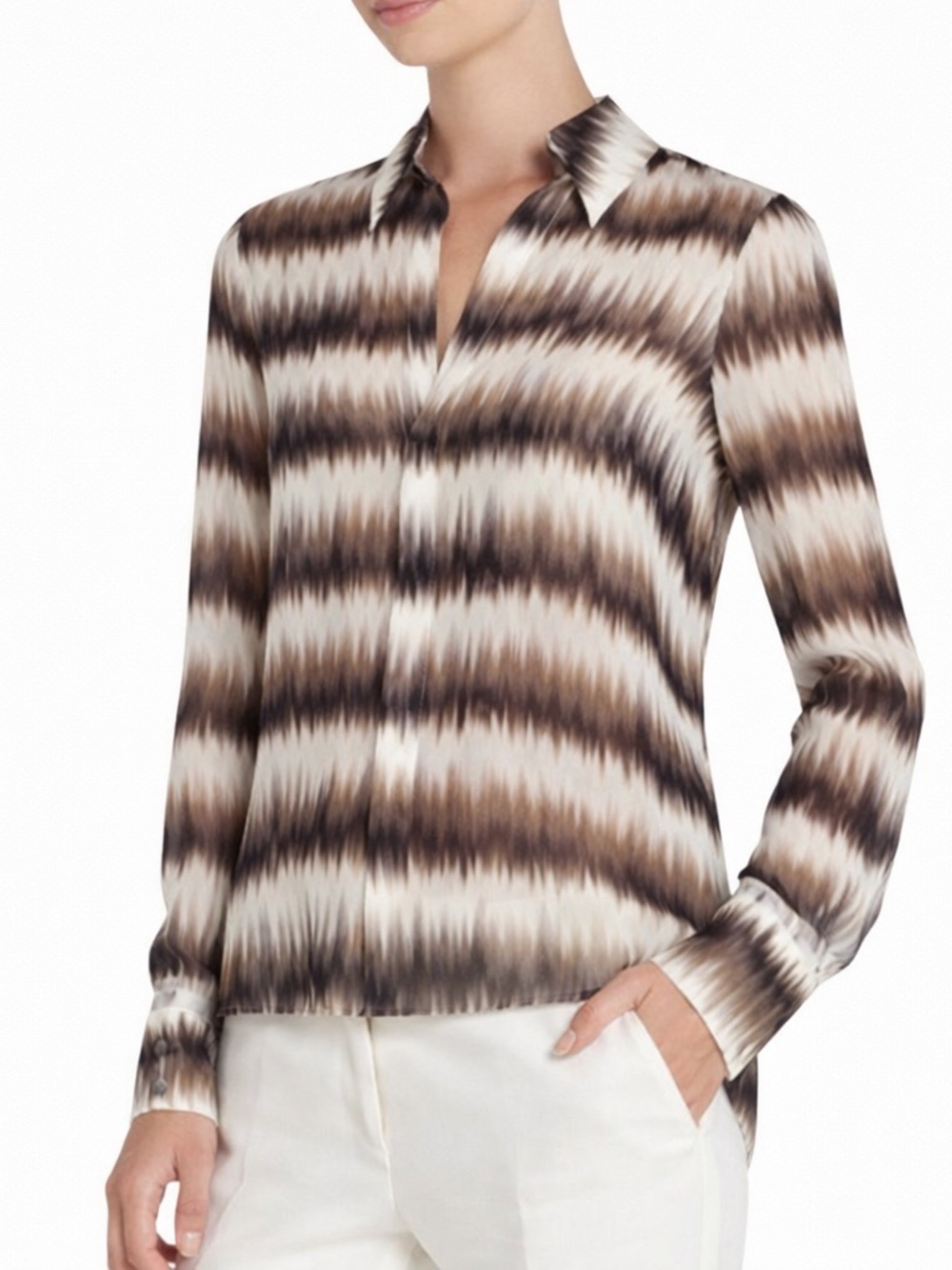 BCBGMAXAZRIA SILK PRINTED BLOUSE